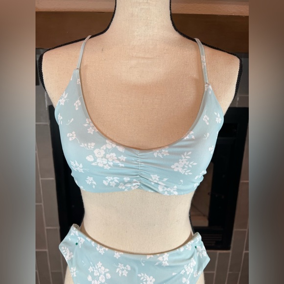 Zaful Blue Floral Bikini Lace up Back Swimsuit Set Size 4 - Picture 4 of 9